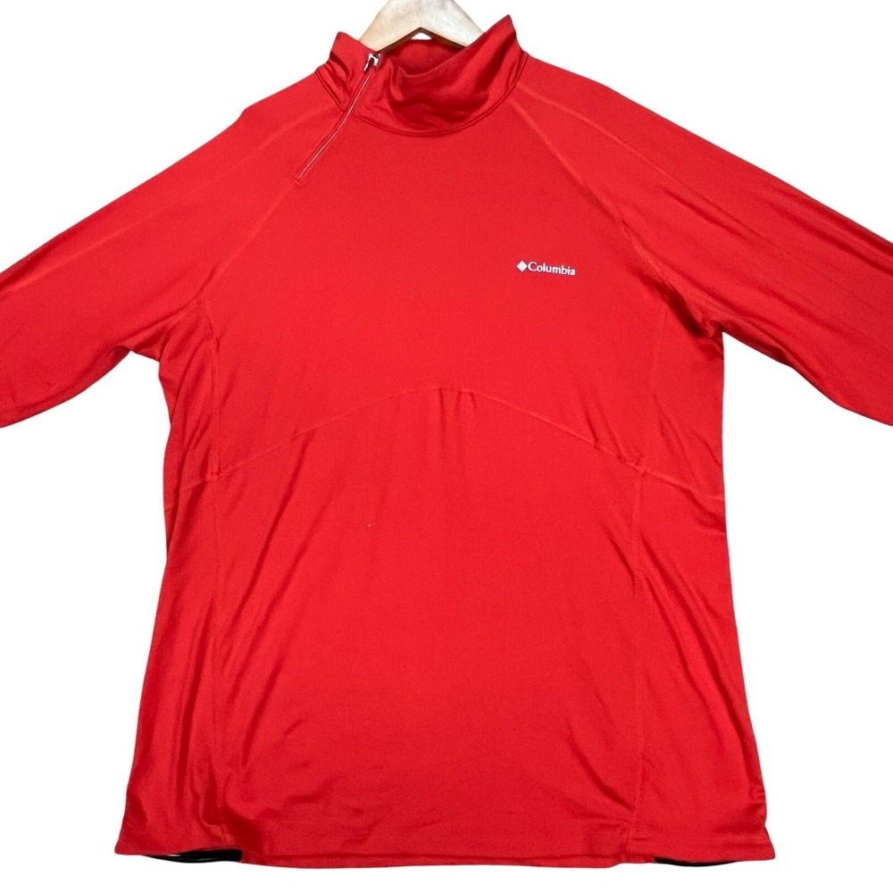 Columbia Pullover Womens 1X Red Long Sleeve Asymmetrical Quarter Zip Stretch EUC